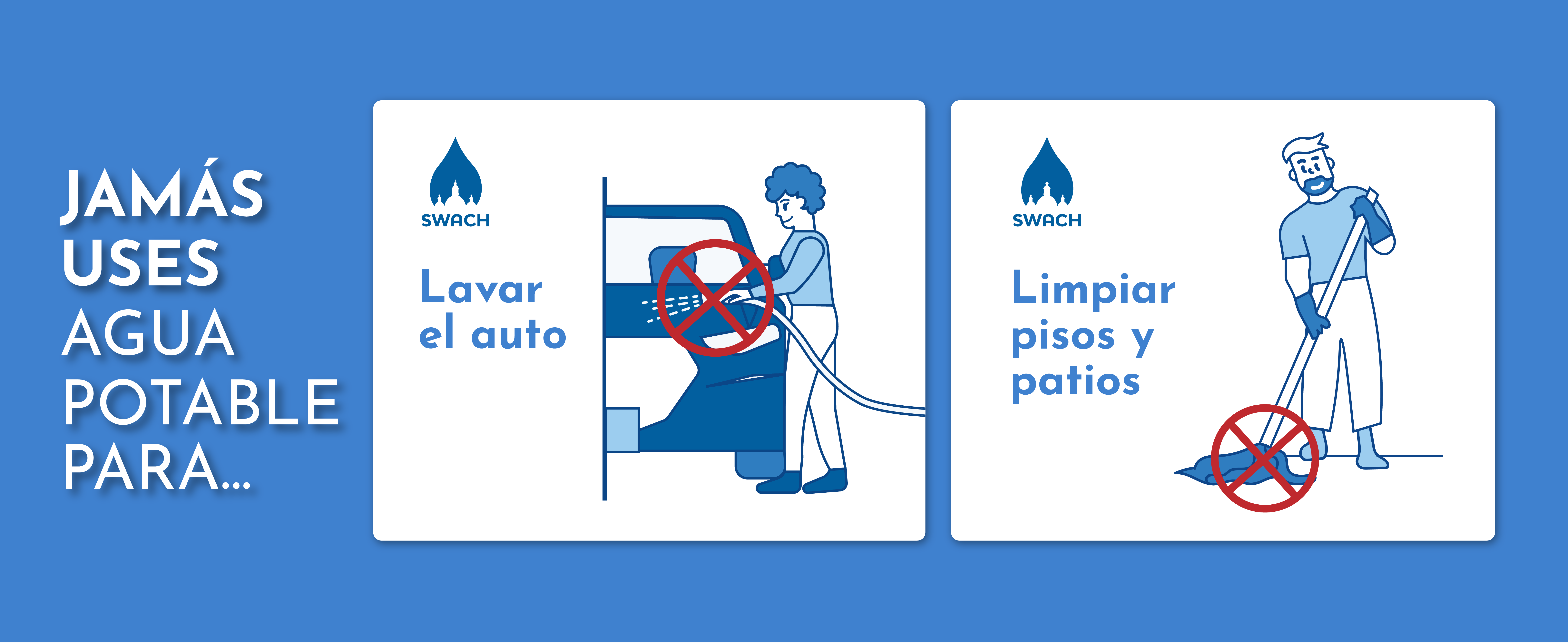 Jamás usar agua potable para lavar el auto, limpiar pisos y patios